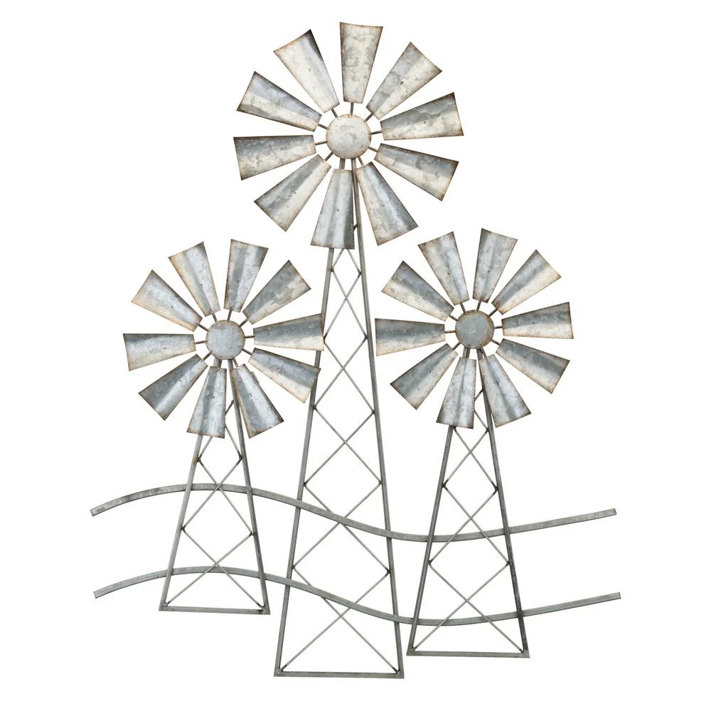 3 Piece Windmills Wall Decor Set For Indoor And Outdoor Use