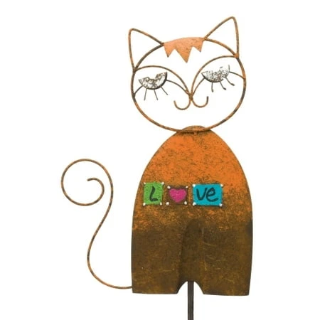 11941 Orange Cat Garden Stake Lawn Decor For Outdoor Spaces