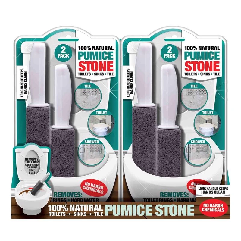 Pumice Stone Toilet, & Tile Cleaner, With Handle, 2-Pk.