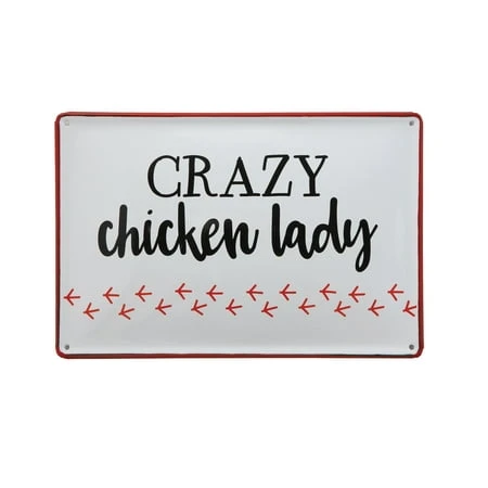 Crazy Chicken Lady Enameled Tin Wall Decor For Home And Garden