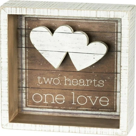 Reverse Box Sign - Two Hearts One Love Home Decor