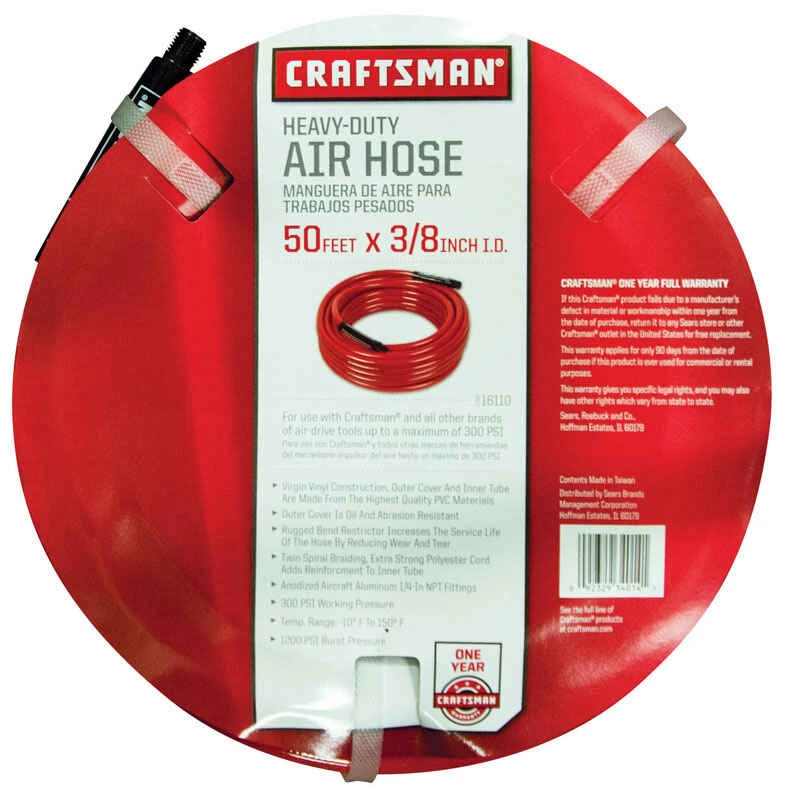 50 Ft. X 3/8 In. Epdm Rubber Air Hose, 300 Psi, Red
