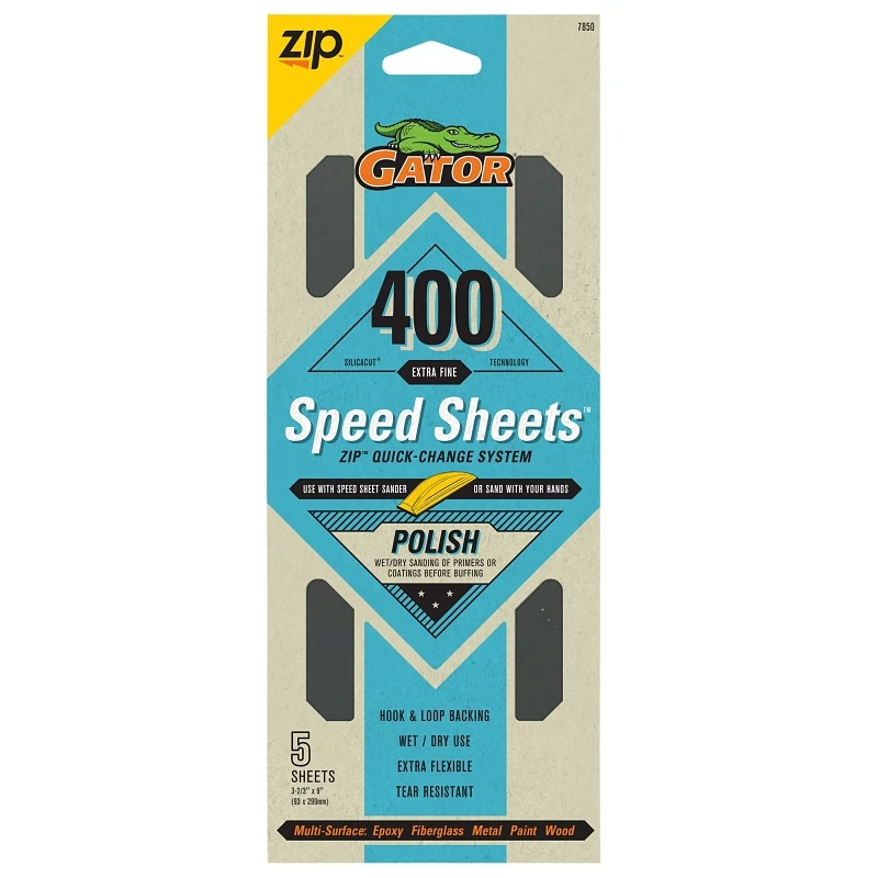 Premium Sanding Speed Sheets, Hook and Loop, 400 Grit, 3-2/3 x 9-In., 5-Pk.