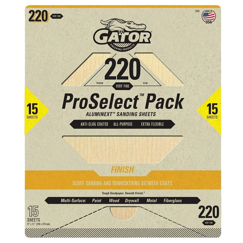 Premium Sandpaper Sheets, 220 Grit, 9 x 11 In., 15-Pk.