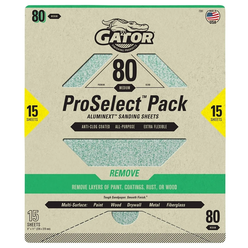 Premium Sandpaper Sheets, 80 Grit, 9 x 11 In., 15-Pk.