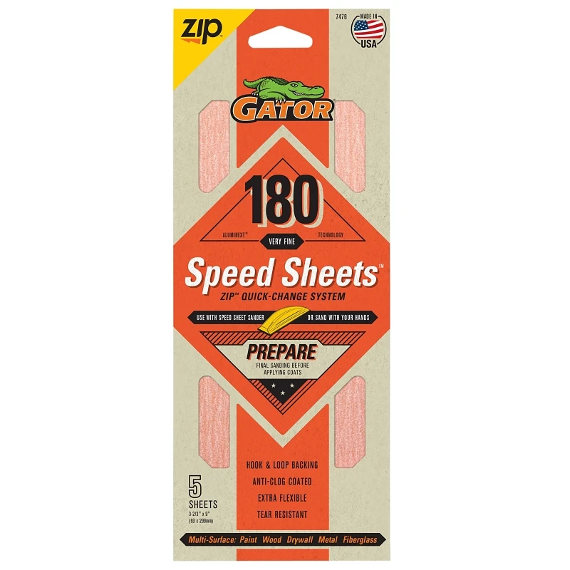 Zip Speed Sandpaper Sheets, 120 Grit, 5-Pk.