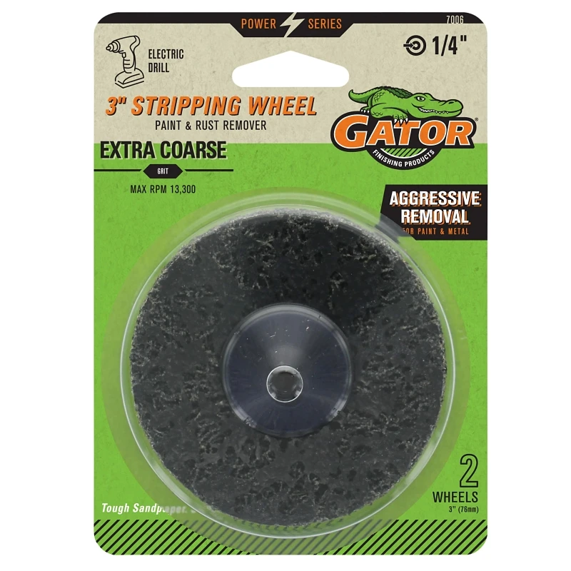 Drill Mount Paint & Rust Remover Stripping Wheel, Extra Coarse Grit, 3 In., 2-Pk.