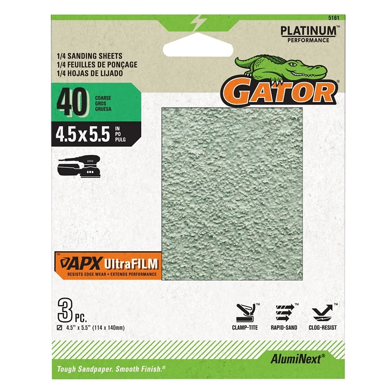 APX Ultrafilm Palm Sander 1/4 Sanding Sheets, 40 Grit, 3-Pk.