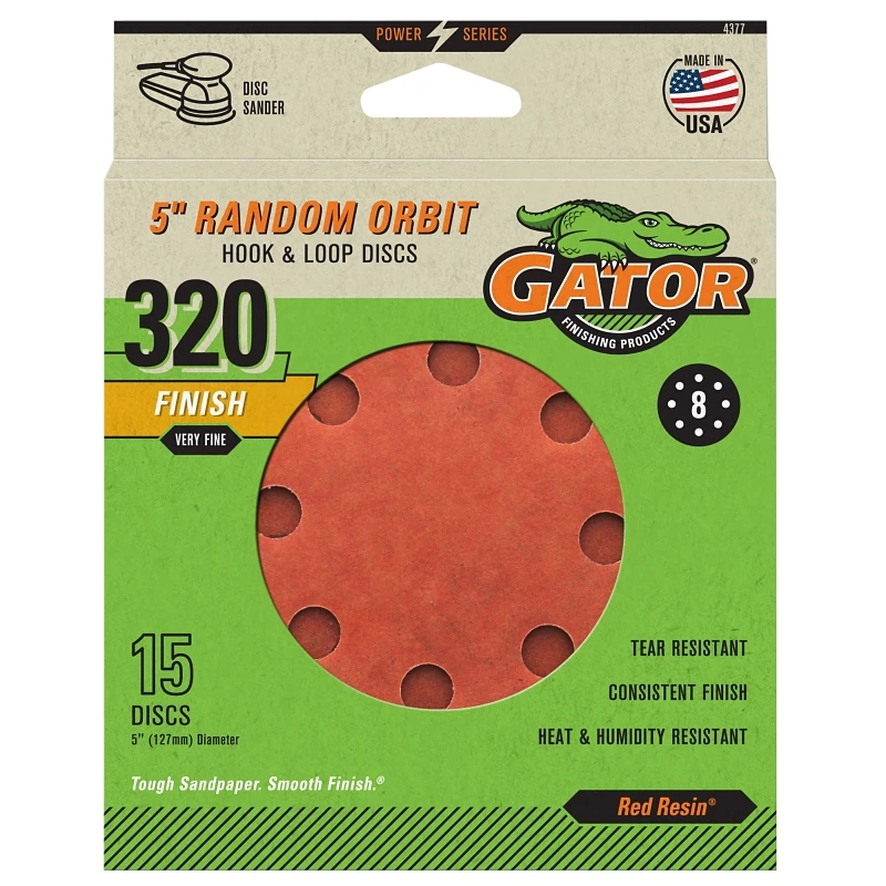 Random Orbit Sanding Discs, 320 Grit, 5 In., 15-Pk.