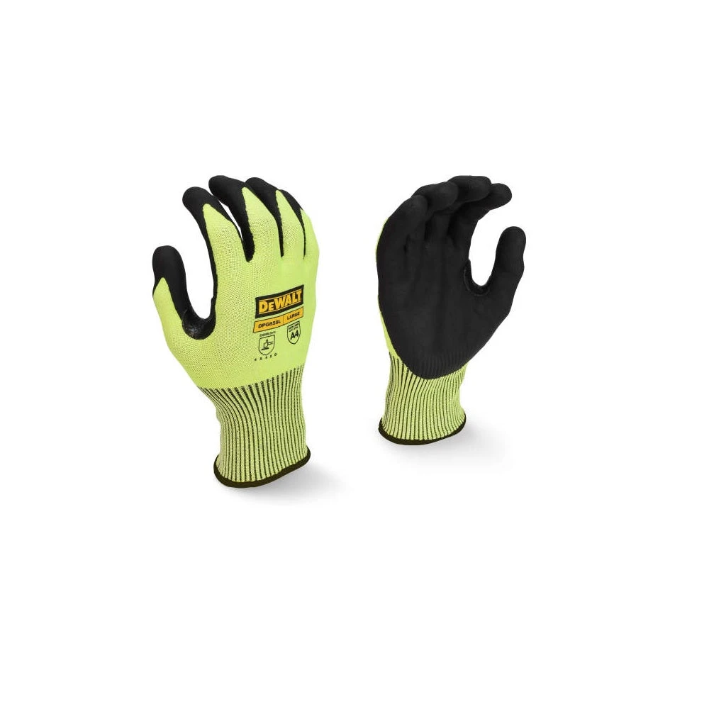 Hi-Vis Nitrile Work Gloves, Oil and Water Resistant, Breathable, XL