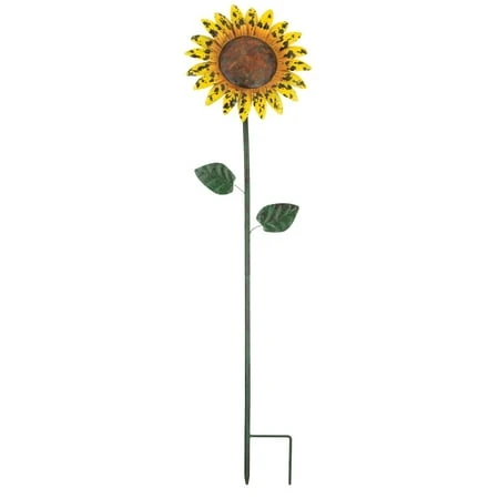 Rustic Flower Stake 46 Inch - Sunflower Design For Garden Decoration
