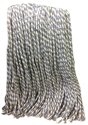 4 Ply Natural Yarn Cotton Mop Head, Cut End, Blue/White Ribbon, Green Seal Certified, 12 oz.