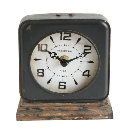 Pewter Clock With Distressed Ivory Face - Elegant Timepiece For Home Decor