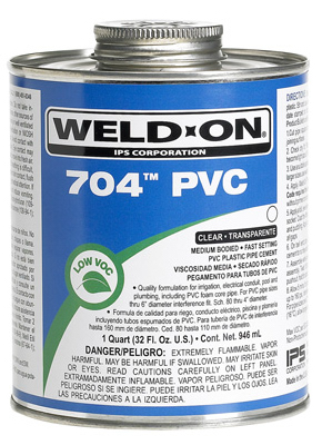 704 Medium Bodied PVC Pipe Cement, Fast Setting, Clear, 1/4 Pt.