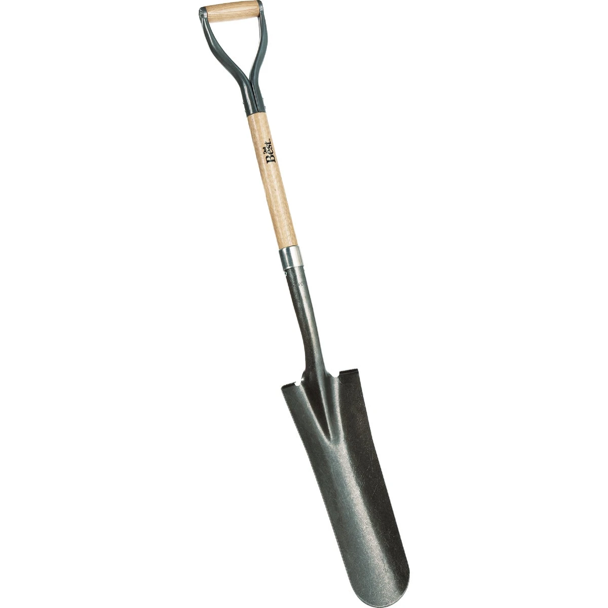 29 In. Wood D-handle Round Point Drain Spade With Steel Blade