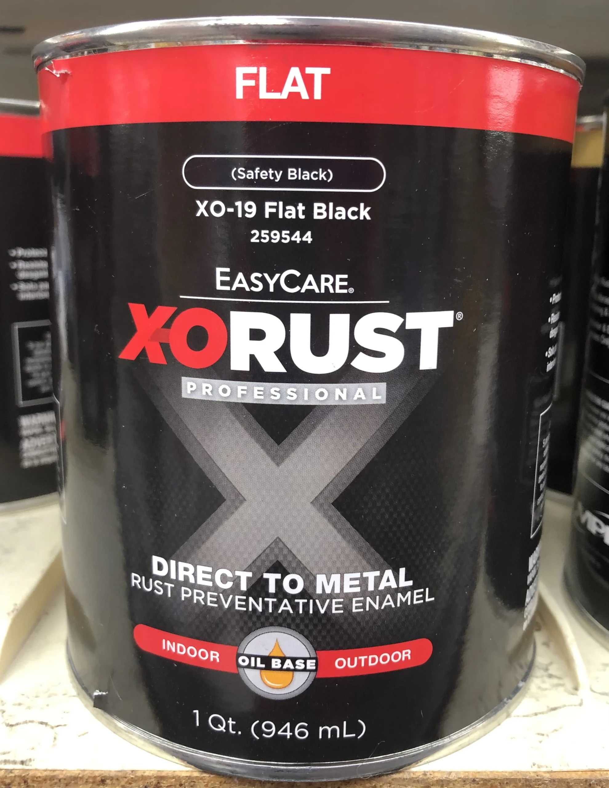X-O Rust Premium Anti-Rust Oil-Base Paint, Black Gloss, Qt.