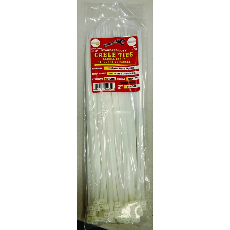 Tool City 11.8 in. L White Cable Tie 100 pk