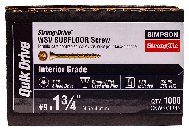 Simpson Strong-tie Wsv Subfloor Screw No. 9 X 1-3/4 Inch - Corrosion Resistant