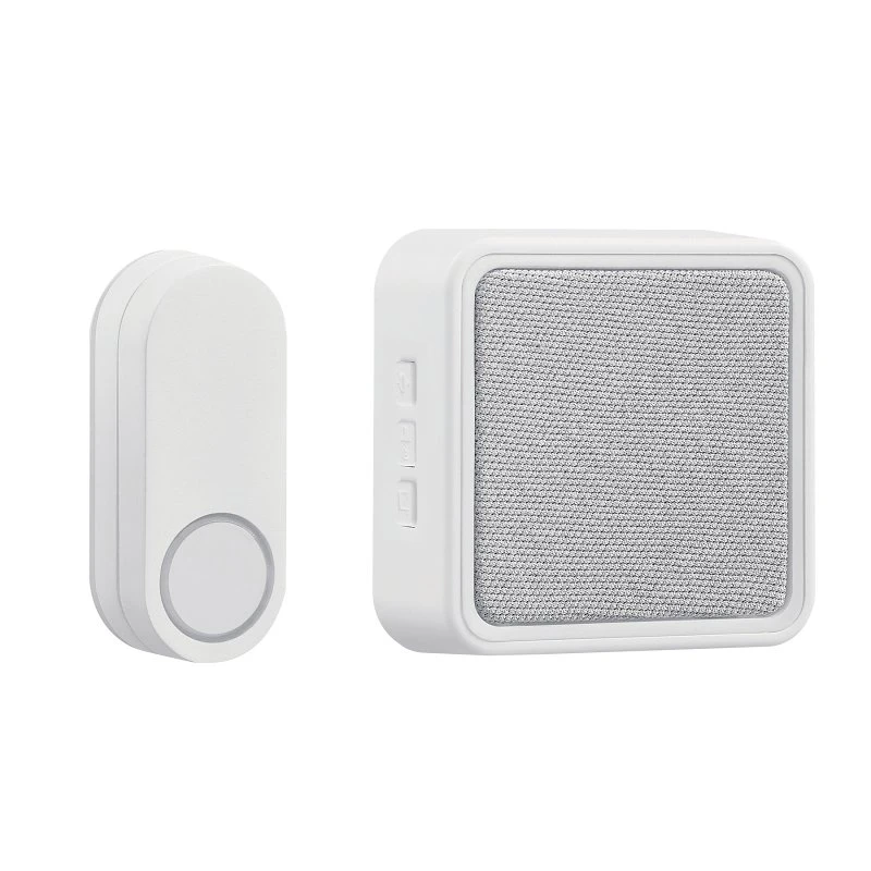Heath Zenith Doorbell Kit, Battery Operated, White, Light Gray Fabric, Lighted