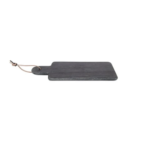 Rectangular Black Marble Cutting Board With Leather Strap - Elegant Kitchen Accessory