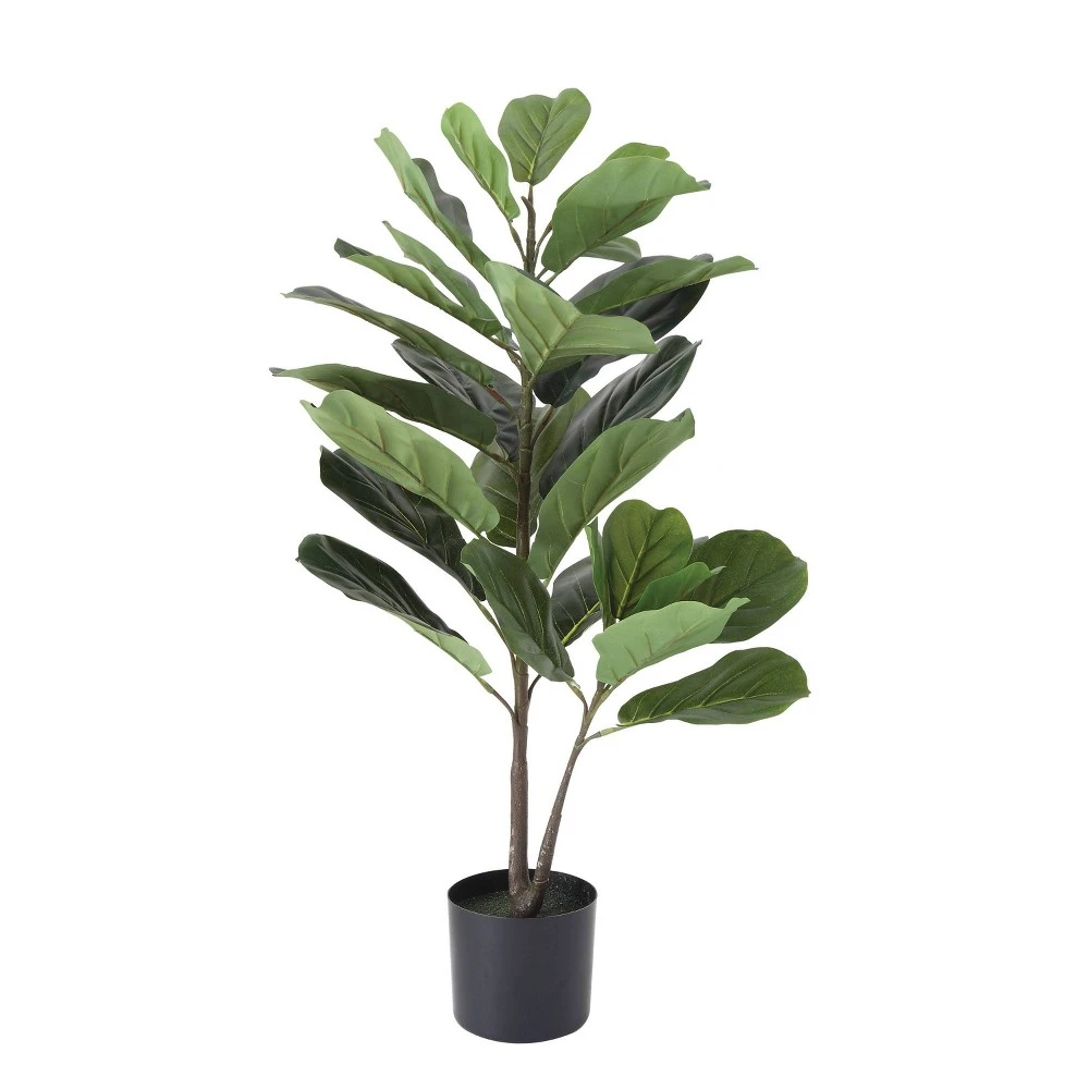 3' Artificial Faux Fiddle Fig Leaf Plant Tree In Pot - Perfect Indoor Decor