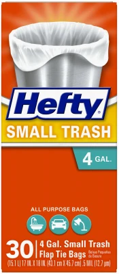 Small Drawstring Trash Bags, Scent Free, 4 Gallon, 34-Ct.