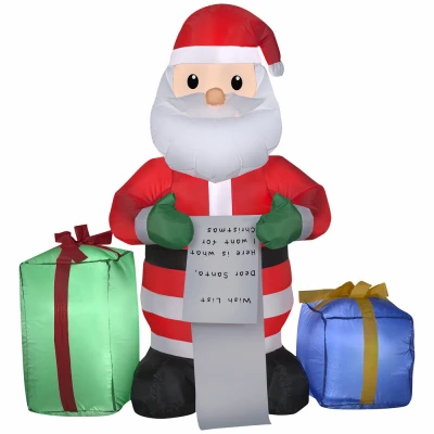 Inflatable Santa with Wish List & Presents Christmas Decoration, Lighted, 48 In.