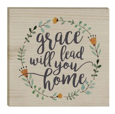 P. Graham Dunn Mgt0191 Grace Will Lead You Home Floral Wreath Solid Pine Wood Magnet