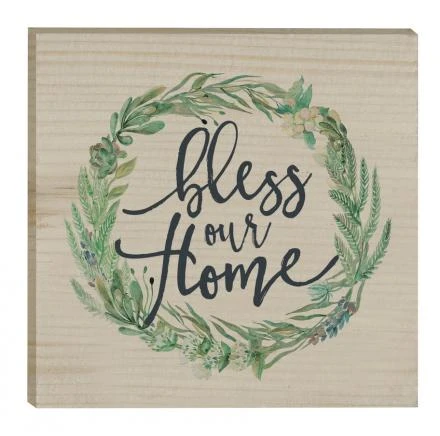 P. Graham Dunn Mgt0162 Bless Our Home Laurel Wreath Design Solid Pine Wood Magnet