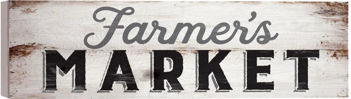 P. Graham Dunn Farmers Market Distressed White Solid Pine Wood Wall Plaque Sign