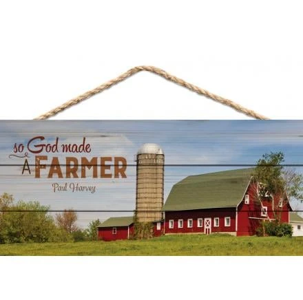P. Graham Dunn Hsa0159 So God Made A Farmer Barn Scene Wood Plank Design Hanging Sign - Red