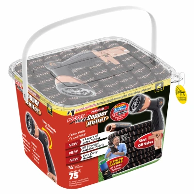 Pocket Hose & Nozzle, No Kink, 3 Layers, 34 In. x 75 Ft.