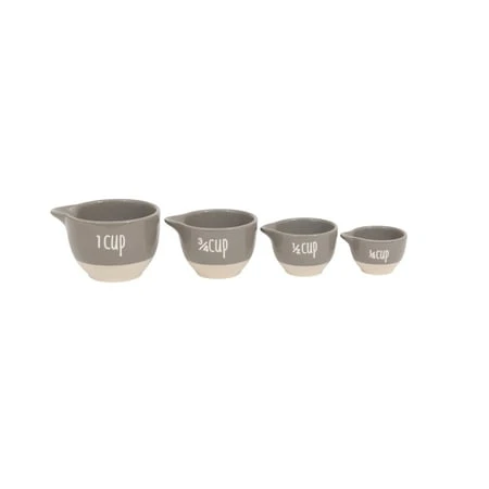 Creative Co-op Grey Stoneware Measuring Cups Set Of 4 Sizes