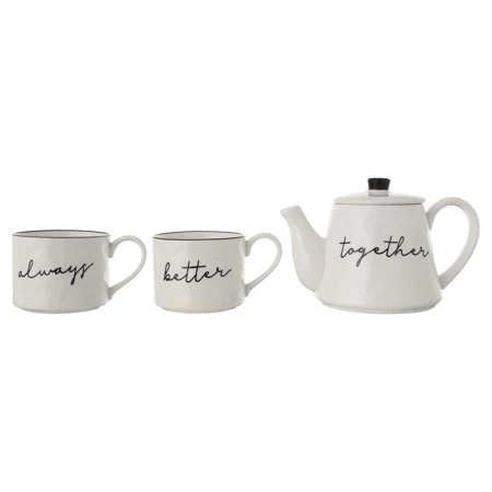 3r Studios 18 Ounce White Stackable Teapot With Mugs Set