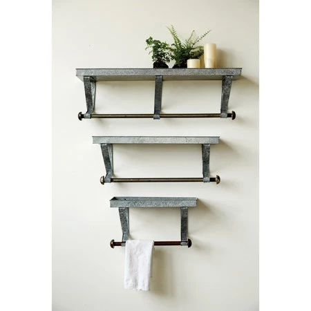 3r Studios 38 In. X 11.5 In. X 9 In. Grey Metal Wall Shelf Set Of 3