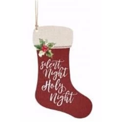 149242 Silent Night Holy Night Stocking Ornament 3 X 4.75 Inches