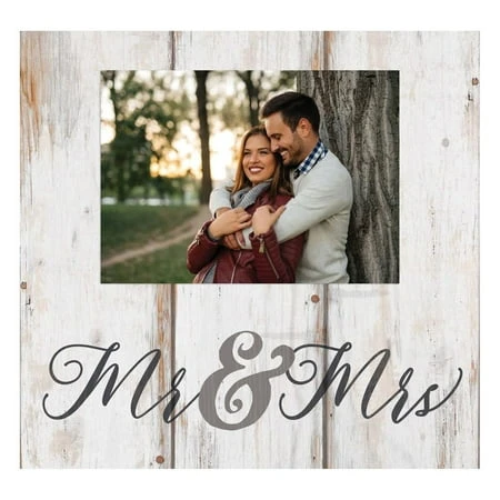 P. Graham Dunn Mr. And Mrs. Whitewashed 11 X 10 Pine Wood Photo Frame