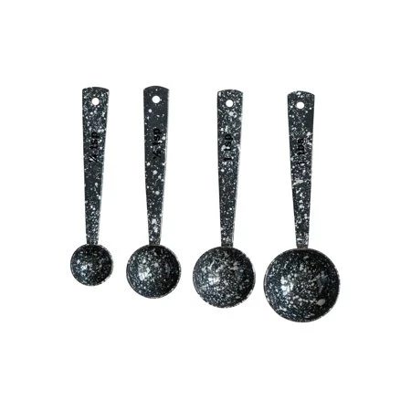 Creative Co-op Grey Enameled Splatterware Measuring Spoons Set Of 4 Sizes