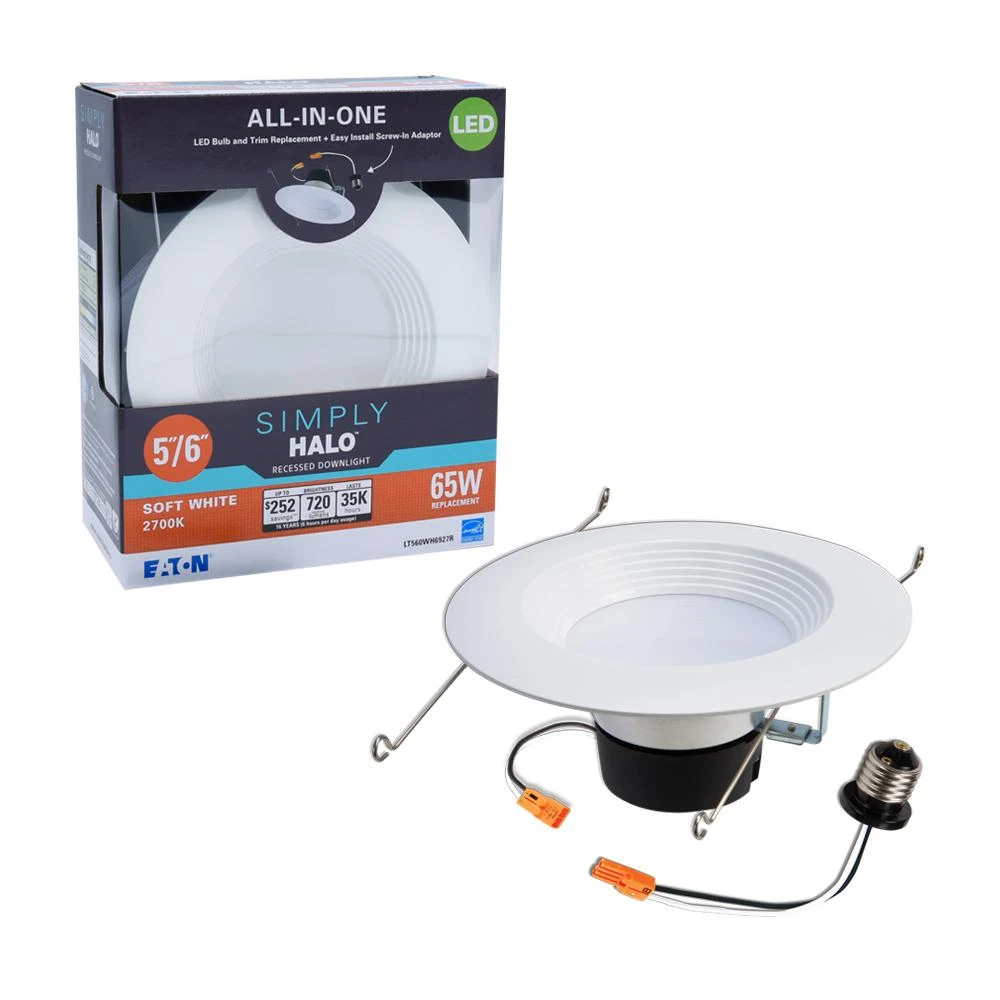 5 In. And 6 In. White Integrated Led Recessed Retrofit Baffle Trim With 2700k Warm White