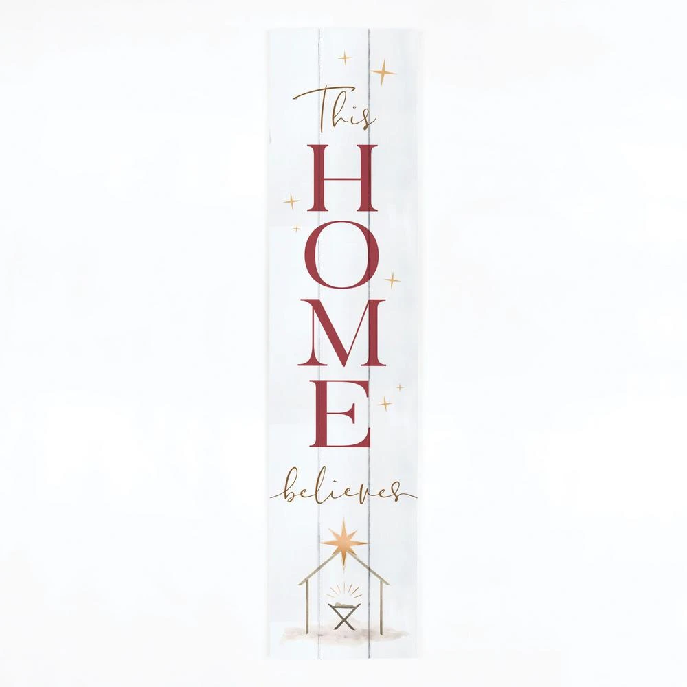 P Graham Dunn This Home Believes Individual White Wood Wall Sign 12" X 6"