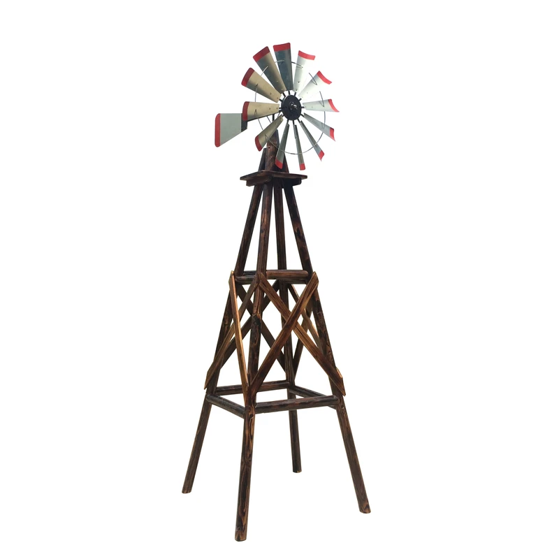 Leigh Country Char-Log Metal/Wood Brown 108 in. H Decorative Windmill