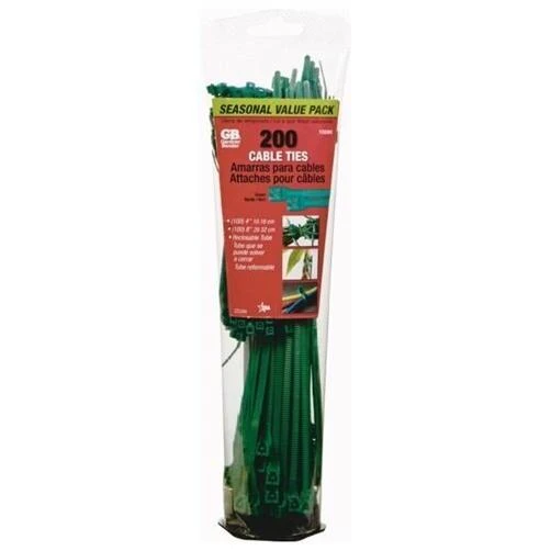 10090 Green Cable Ties - 200 Pieces For Secure Bundling