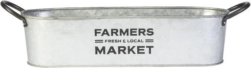 Small Farmer's Market Oval Planter - Galvanized 12 Inch Durable Design