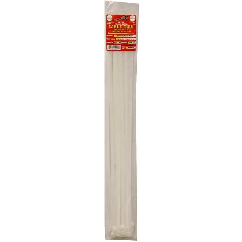 Tool City 25‑Pack White Nylon Cable Ties – 24.9‑Inch Length
