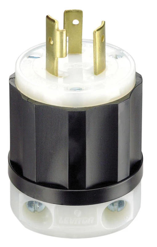 Leviton L6-20P Industrial Thermoplastic Grounding Locking Plug – 250V, 2‑Pole 3‑Wire, 16‑10 AWG