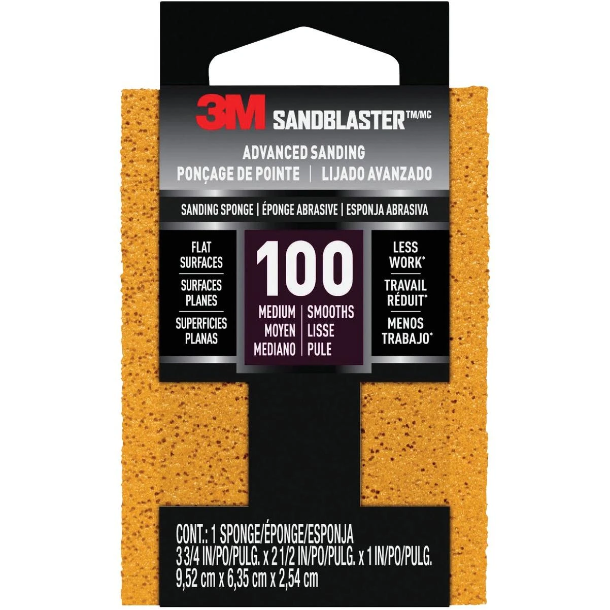 3M Pro Grade Precision 2.5" x 4.5" x 1" 120‑Grit Fine Sanding Block – Wet/Dry Sponge