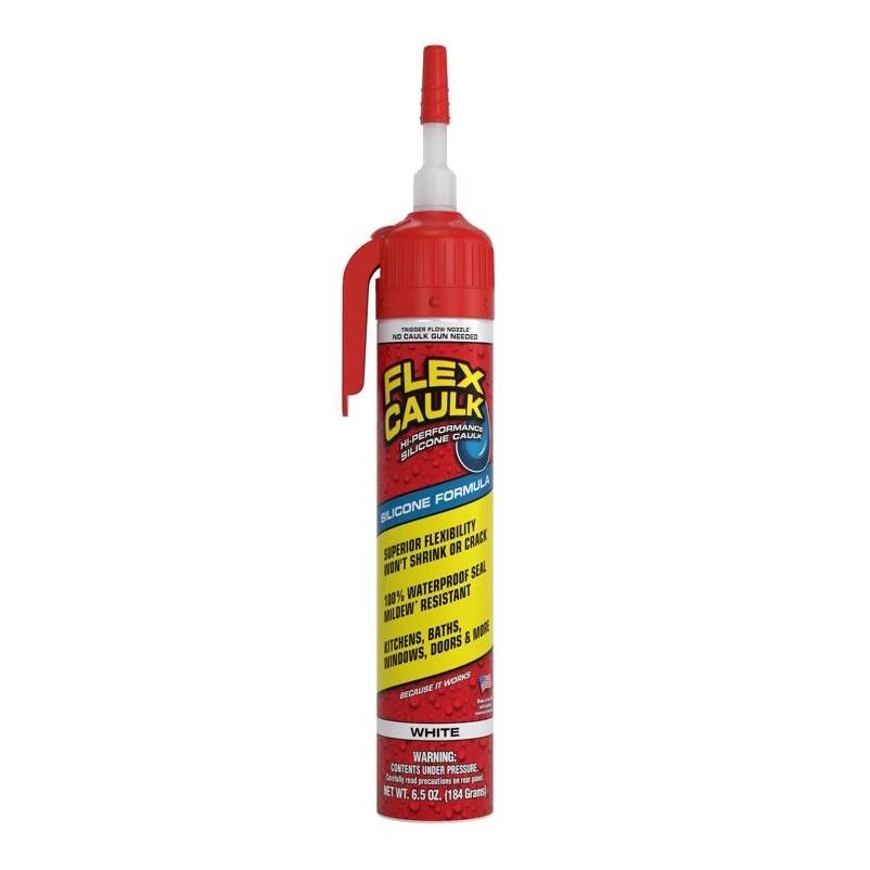 Flex Seal Flex Caulk Silicone Sealant – White 6.5 oz Aerosol, Fast‑Cure, Adjustable Flow