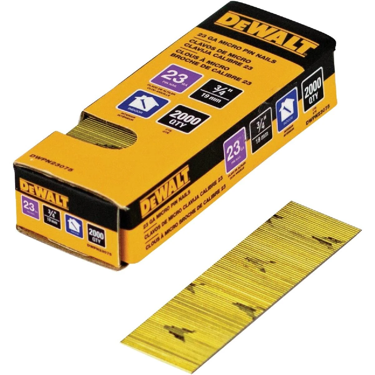 DEWALT 3/4" 23‑Gauge Galvanized Headless Pin Nail – Smooth Shank