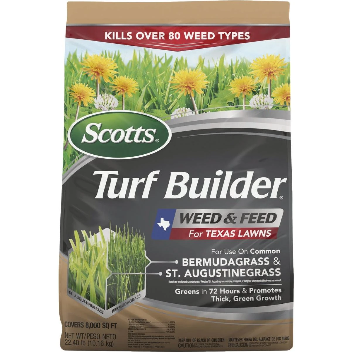 Scotts Turf Builder Weed‑and‑Feed Lawn Fertilizer 52227 – 22 lb Granular 29‑0‑10 NPK for Lush, Weed‑Free Grass