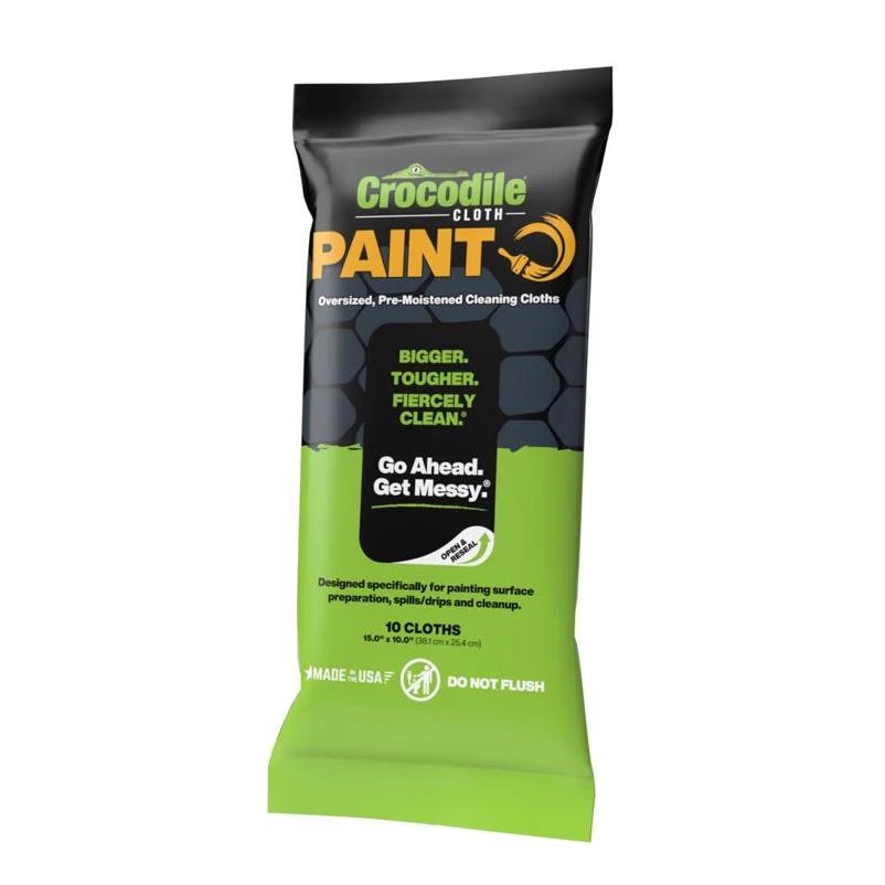 Crocodile Paint Cleaning Wipes – 15" x 10" Microfiber Cloths, 10‑Pack